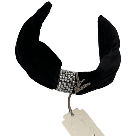 A New Day Women's Black Velvet Knot Front with Crystals Headband - NWT - Picture 1 of 3